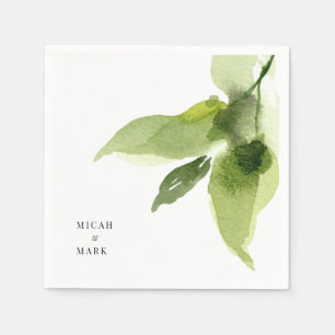 Guardanapo De Papel Simples Watercolor Foliage Wedding Napkins