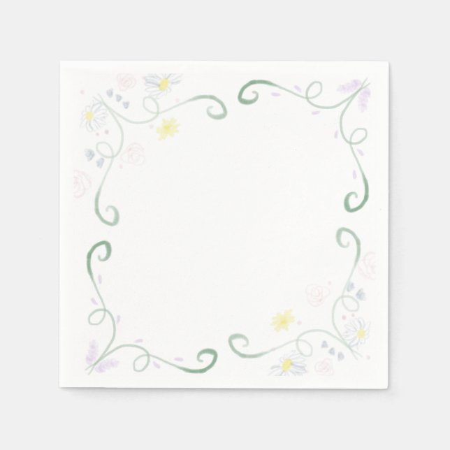Guardanapo De Papel Simples Watercolor - Napkins Floral (Frente)