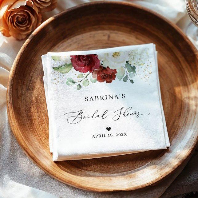 Guardanapo De Papel Simplesmente Bela Churrasco Floral Vermelho Branco (Criador carregado)