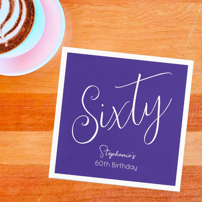 Guardanapo De Papel Simplesmente moderna Festa de aniversário 60ª roxa (Criador carregado)