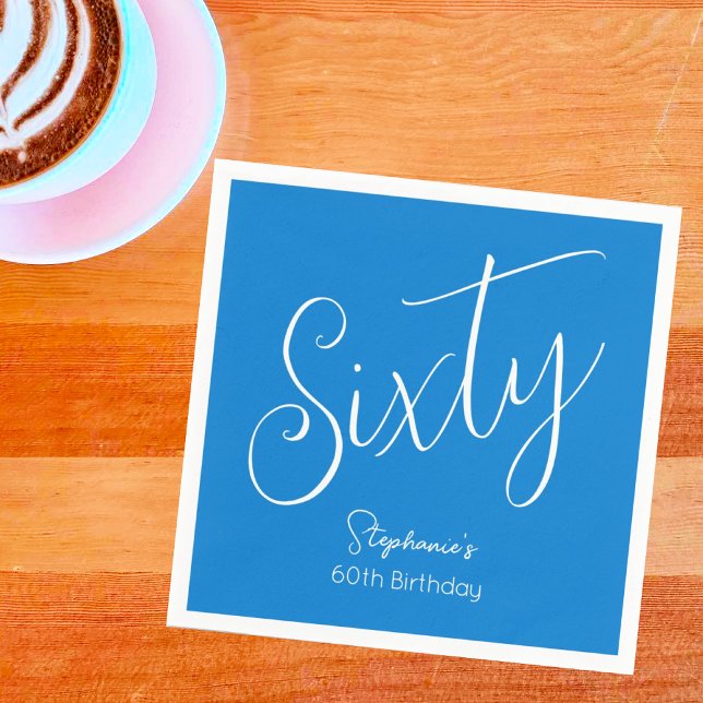 Guardanapo De Papel Simplesmente moderna Festa de aniversário Azul 60º (Criador carregado)