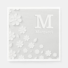 Guardanapo De Papel Sinais brancos, florais, gravados, personalizados