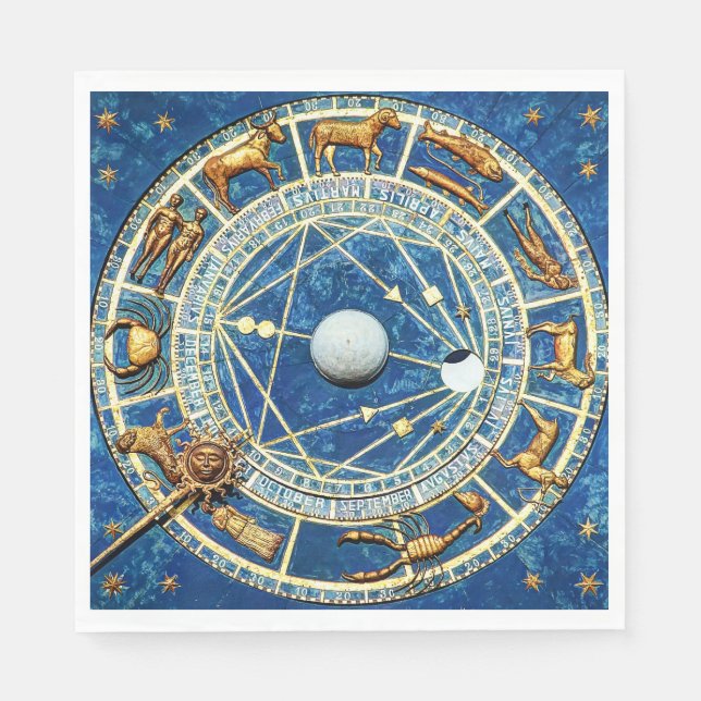 Guardanapo De Papel Sinais de Astrologia Celestial da Roda Zodiac (Frente)