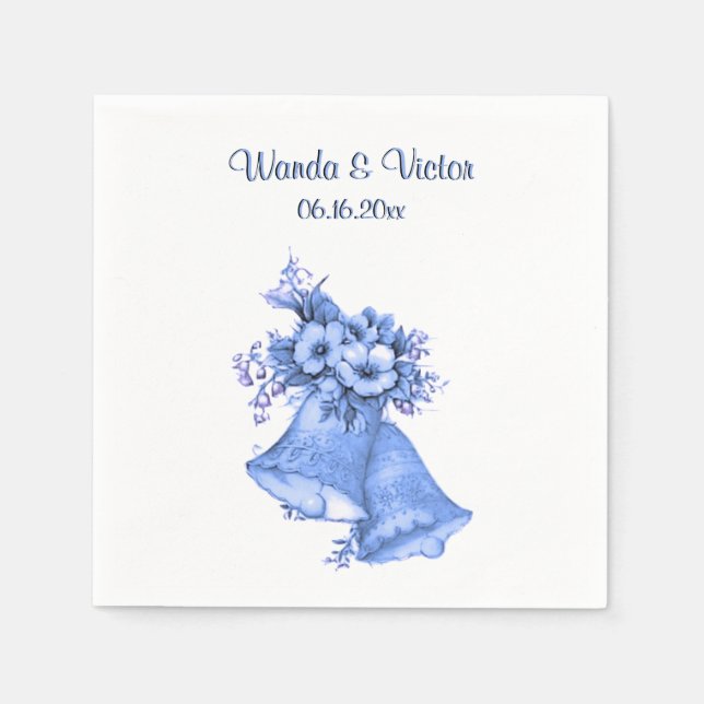 Guardanapo De Papel Sinais de Casamento Azul Personalizados (Frente)
