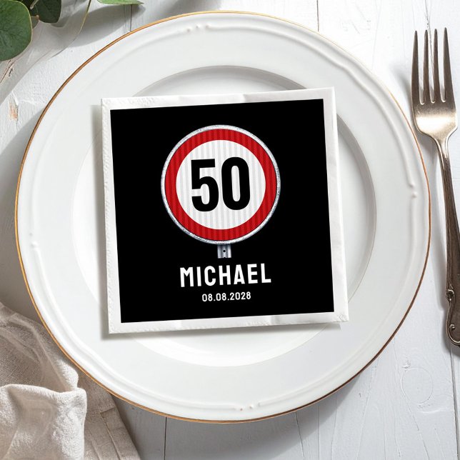 Guardanapo De Papel Sinal circular vermelho com aniversário PERSONALIZ (Criador carregado)