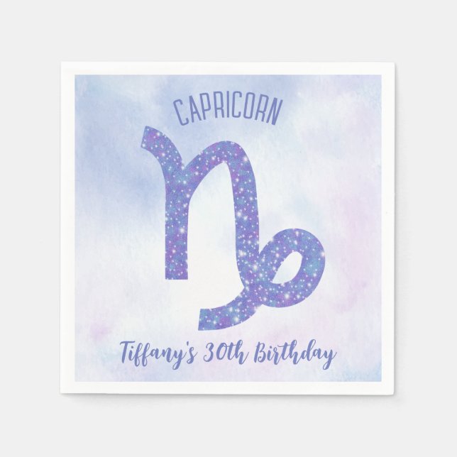 Guardanapo De Papel Sinal de Capricórnio Cujo Púrpura Festa de anivers (Frente)
