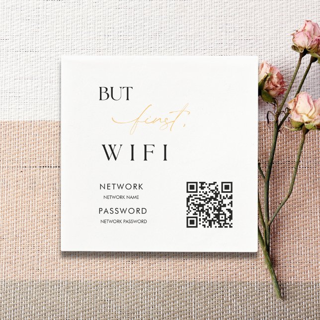 Guardanapo De Papel Sinal de casamento de senha de WiFi moderno minima (Criador carregado)