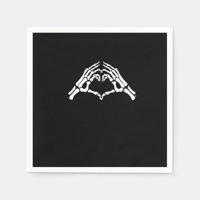 Guardanapo De Papel Sinal De Coração E Mãos De Esqueleto (Frente)