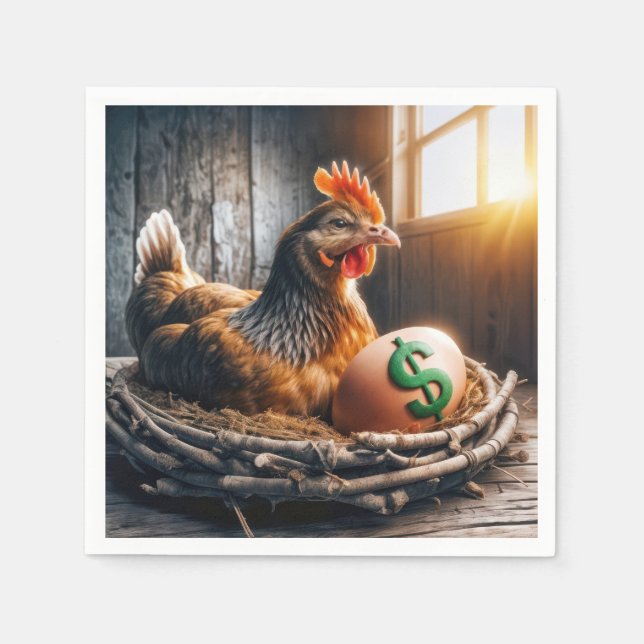 Guardanapo De Papel Sinal de Dólar Verde em um Ovo (Frente)