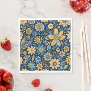 Guardanapo De Papel Sinal Design Amarelo da Flores de Hipoteca Retroat