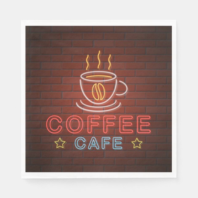 Guardanapo De Papel Sinal Neon Café de Café (Frente)