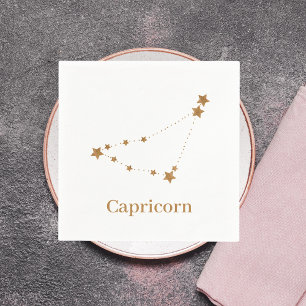 Guardanapo De Papel Sinal Zodiac Moderno de Capricórnio Dourado Elem