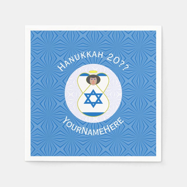 Guardanapo De Papel Sinalizador Israelita Anjo Hanukkah Personalizado (Frente)