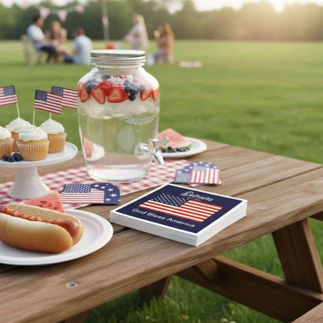 Guardanapo De Papel Sinalizador Personalizado da América do Deus abenç (Personalized God Bless America Flag Napkins)