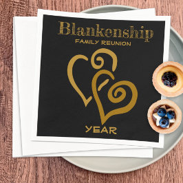 Guardanapo De Papel Sindicato da Família Personalizada Corações Dourad