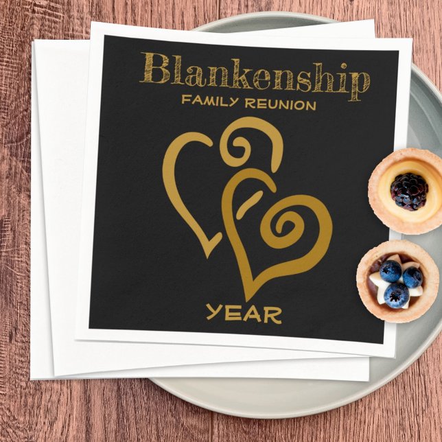 Guardanapo De Papel Sindicato da Família Personalizada Corações Dourad (Criador carregado)