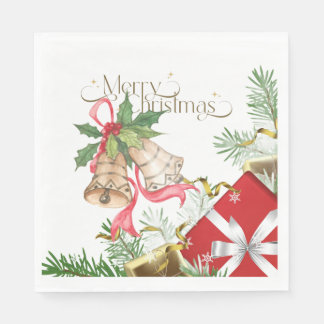 Guardanapo De Papel Sinos de Natal Elegantes e Presentes Design de Fér