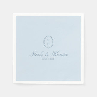 Guardanapo De Papel Sinuoso Monograma Azul Simples de Casamento Crista
