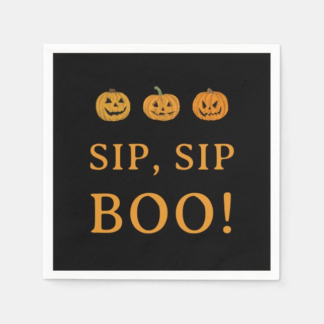 Guardanapo De Papel Sip Sip Boo Halloween Party | Pumpkins & Booze (Frente)