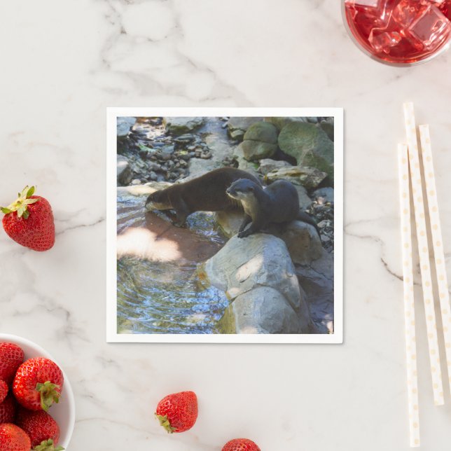 Guardanapo De Papel **"Sips by Stream: Bebendo de Otters do Rio (Insitu)