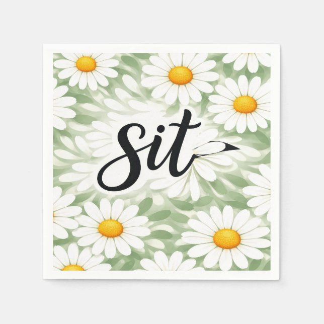Guardanapo De Papel Sit Calligraphy Text On Daisy Abstract (Frente)