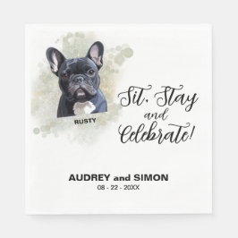 Guardanapo De Papel Sit, Stay & Celebrate French Bulldog Wedding