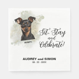 Guardanapo De Papel Sit, Stay & Celebrate Miniature Pinscher Wedding