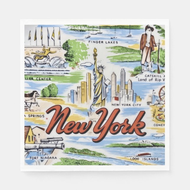 Guardanapo De Papel Sítios do Estado de Nova York em Papel  (Frente)