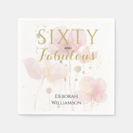 Guardanapo De Papel Sixty and Fabulous Black Pink 60th Birthday