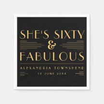 Sixty & Fabulous Art Deco Name Date 60th Birthday