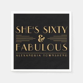 Guardanapo De Papel Sixty & Fabulous Lines Art Deco 60th Birthday