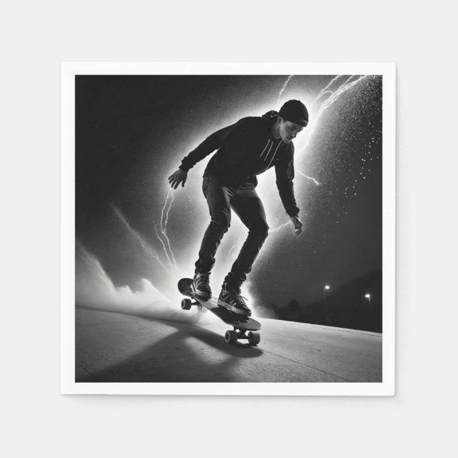 Guardanapo De Papel Skateboard Boy with Lightning (Frente)
