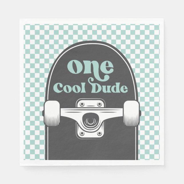 Guardanapo De Papel Skateboard One Cool Dude Aniversário (Frente)