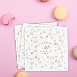 Guardanapo De Papel Skates de gelo Dourado com rosa Blush Pink Sking A