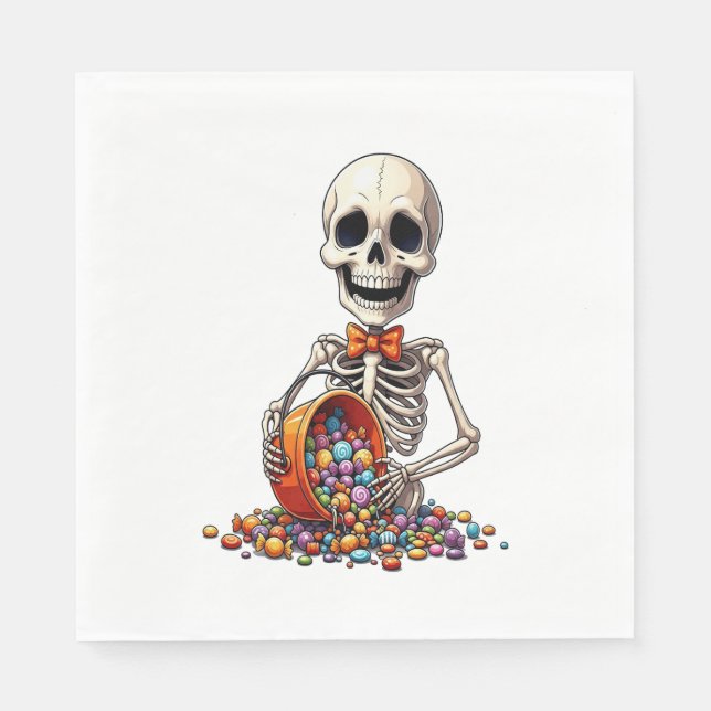 Guardanapo De Papel Skeleton Candy Bowl Halloween (Frente)