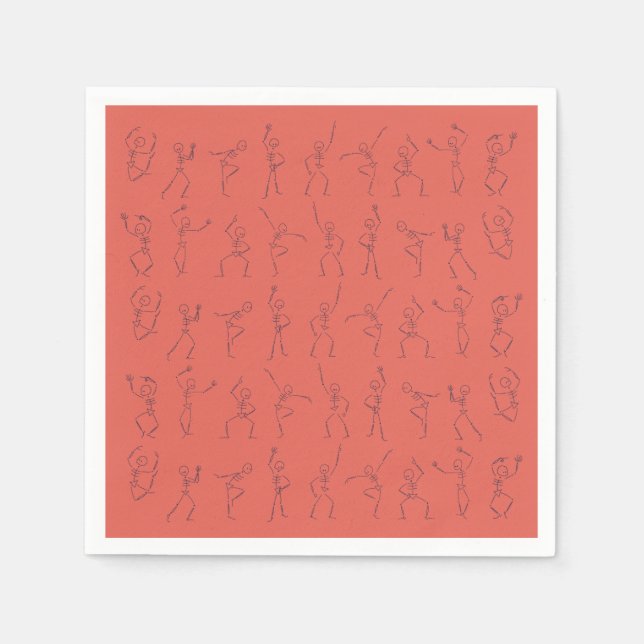 Guardanapo De Papel Skeleton Dance Halloween napkins - laranja (Frente)