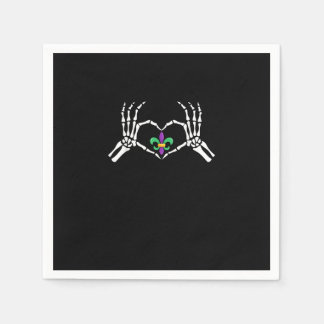 Guardanapo De Papel Skeleton Hand Heart Mardi Gras