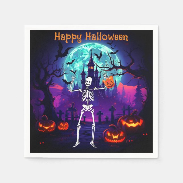 Guardanapo De Papel Skeleton Happy Halloween Napkins (Frente)