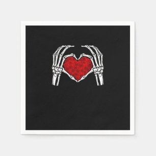 Guardanapo De Papel Skeleton Heart Hands Sinal Dia de os namorados Hea
