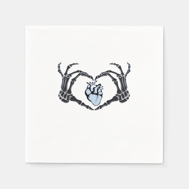 Guardanapo De Papel Skeleton Heart Mãos Clássicas Design para Hallowee (Frente)