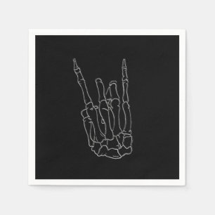 Guardanapo De Papel Skeleton Rock Star Festa de aniversário Negra