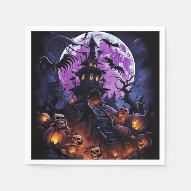 Guardanapo De Papel Skeleton Spookeen Skeleton Casa Assombrada (Frente)