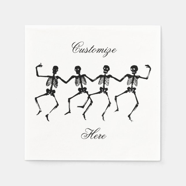 Guardanapo De Papel Skeletons Dançando Halloween Thunder_Cove (Frente)
