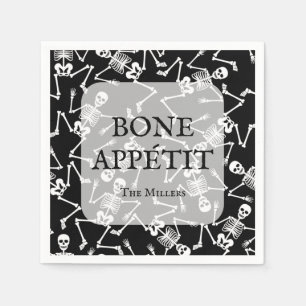 Guardanapo De Papel Skeletons Festa de Halloween Preto