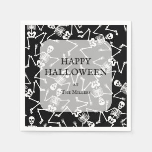 Guardanapo De Papel Skeletons Festa de Halloween Preto