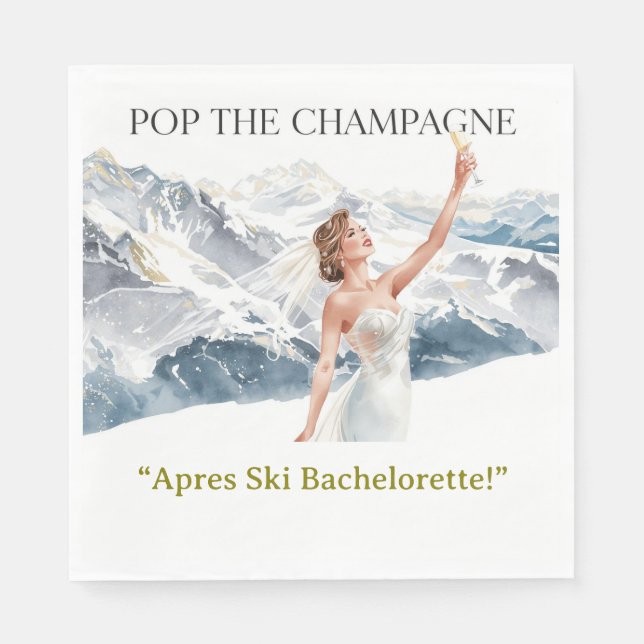 Guardanapo De Papel Ski Bachelorette Weekend Bride on the Slopes (Frente)