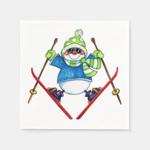 Guardanapo De Papel Skiing Snowman - Paper Napkins