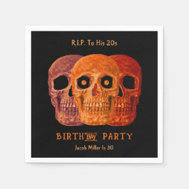 Guardanapo De Papel Skull Funny Orange Gothic Birthday RIP para seus 2