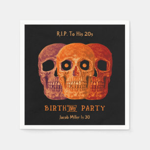 Guardanapo De Papel Skull Funny Orange Gothic Birthday RIP para seus 2
