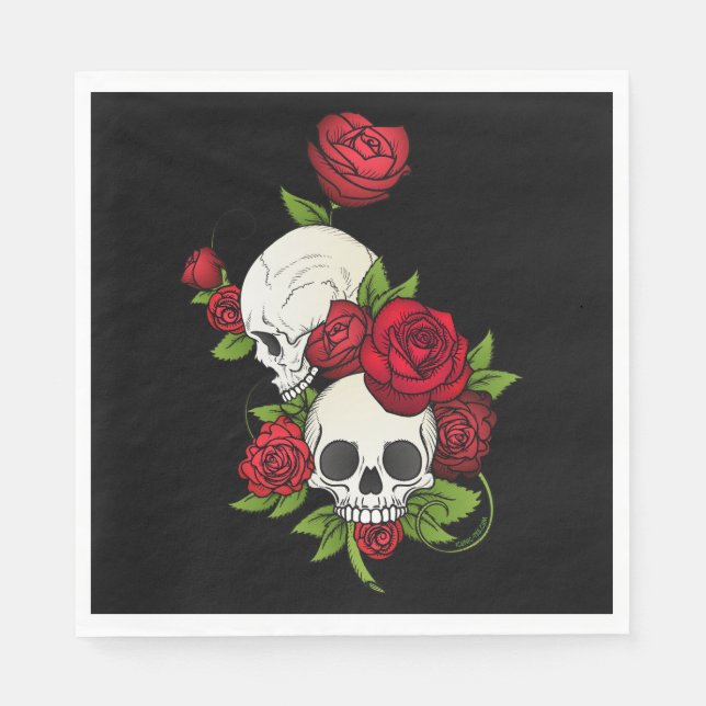 Guardanapo De Papel Skulls Rosa Día de Muertos (Frente)